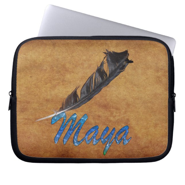 Capa Para Notebook BOLSA DE LAPTOP Nativa Americana de Penas (Frente)