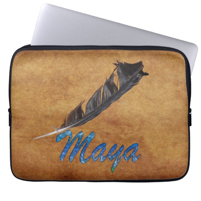 Capa Para Notebook BOLSA DE LAPTOP Nativa Americana de Penas (Frente)