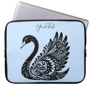 Capa Para Notebook Bolsa de laptop Negra Decorativa do Cisne