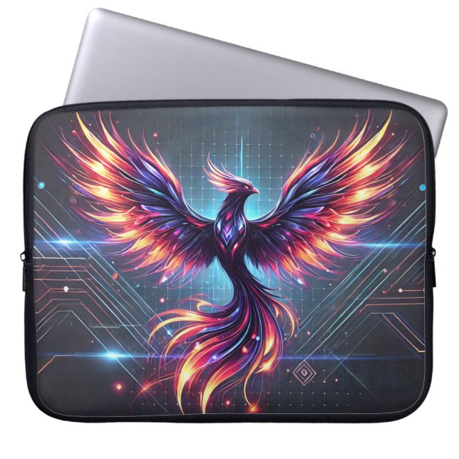 Capa Para Notebook "Bolsa de laptop Néon Phoenix - Futurística 15" (Frente)