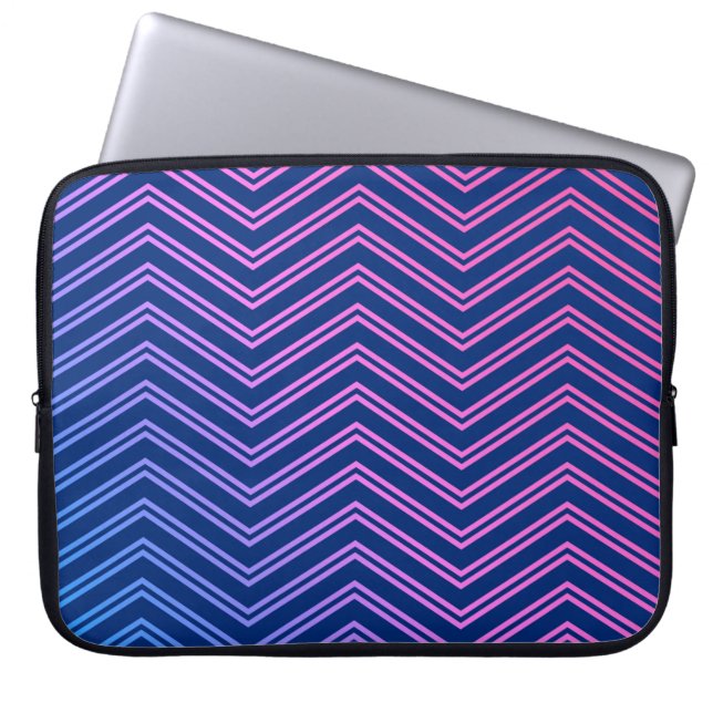 Capa Para Notebook Bolsa de laptop Padrão Chevron de Marinho Rosa Ele (Frente)