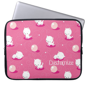 Capa Para Notebook Bolsa de laptop Padrão de Gatinhos Rosa bonito Gat