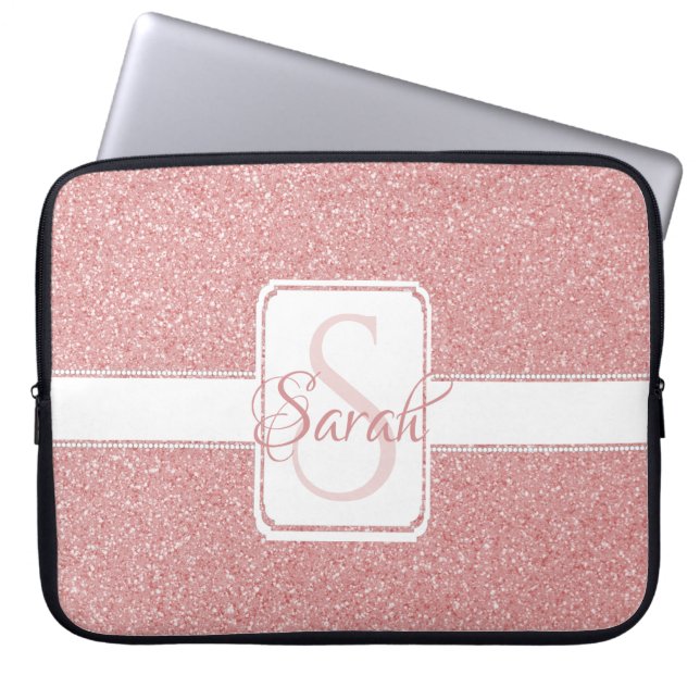 Capa Para Notebook Bolsa de laptop Personalizada com Brilho Rosa (Frente)
