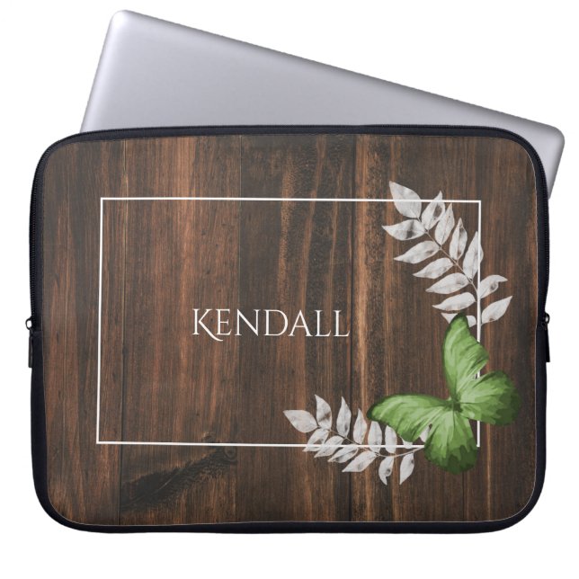Capa Para Notebook Bolsa de laptop Personalizada da Borboleta Verde R (Frente)