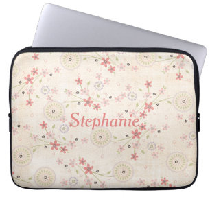 Capa Para Notebook Bolsa de laptop Personalizada da Vinha Floral Rosa