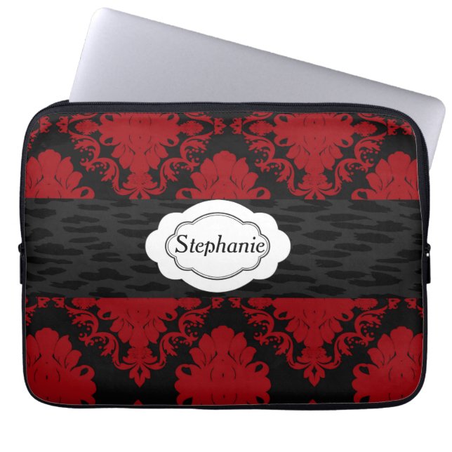 Capa Para Notebook Bolsa de laptop Personalizada De Damasco Vermelho  (Frente)