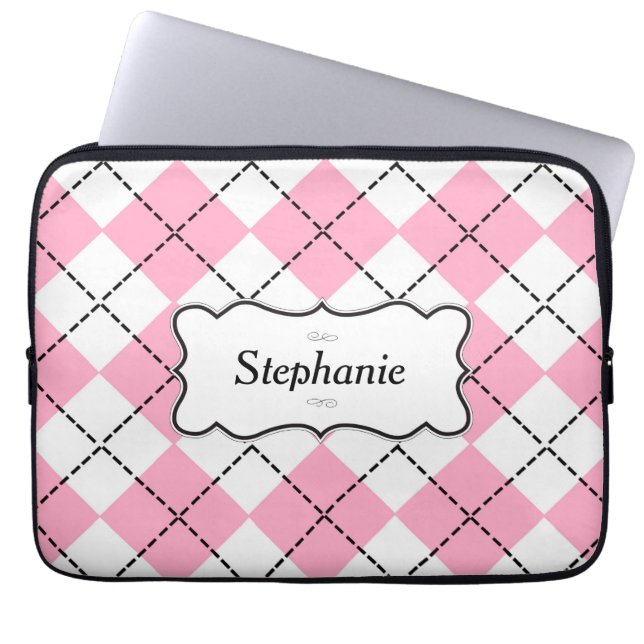 Capa Para Notebook Bolsa de laptop Personalizada De Estilo Rosa E Pre (Frente)