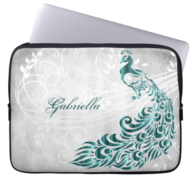 Capa Para Notebook Bolsa de laptop Personalizada de Peacock Teal (Frente)