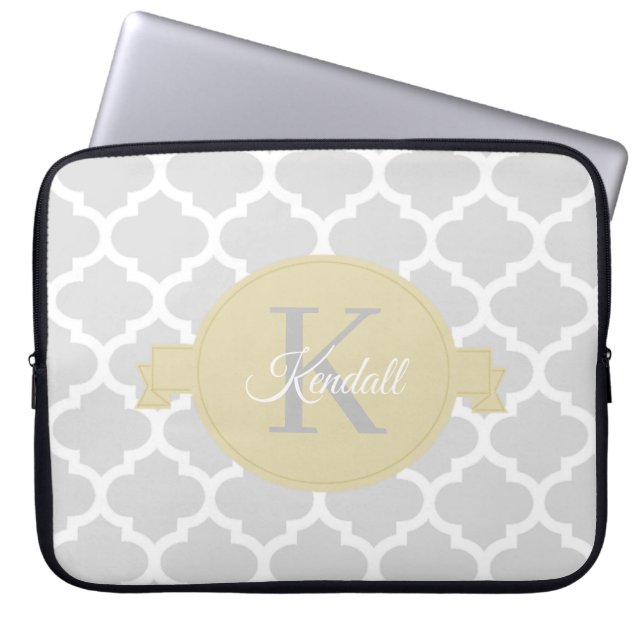 Capa Para Notebook Bolsa de laptop Personalizada de Quatrefoil Amarel (Frente)