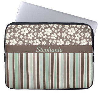 Capa Para Notebook Bolsa de laptop Personalizada de Stripe Floral Cas