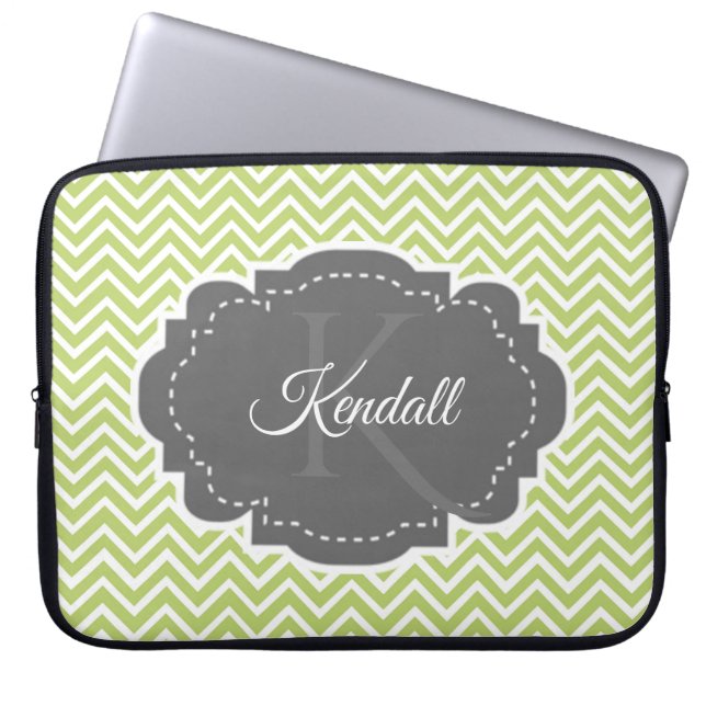 Capa Para Notebook Bolsa de laptop Personalizada do Green Chevron (Frente)