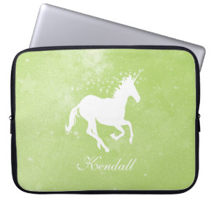 Capa Para Notebook Bolsa de laptop Personalizada do Unicórnio Verde