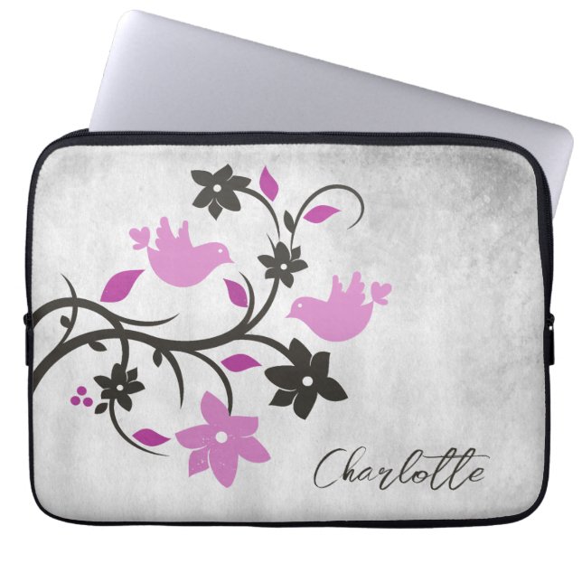 Capa Para Notebook Bolsa de laptop Personalizada Magenta Lovebird (Frente)