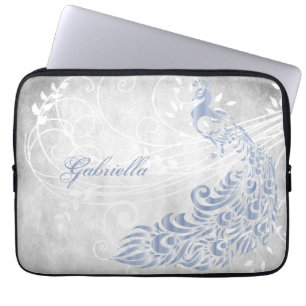 Capa Para Notebook Bolsa de laptop Personalizada Pavão Azul Claro