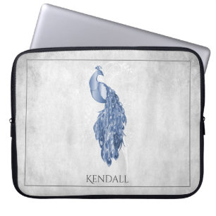 Capa Para Notebook Bolsa de laptop Personalizada Pavão Elegante Azul