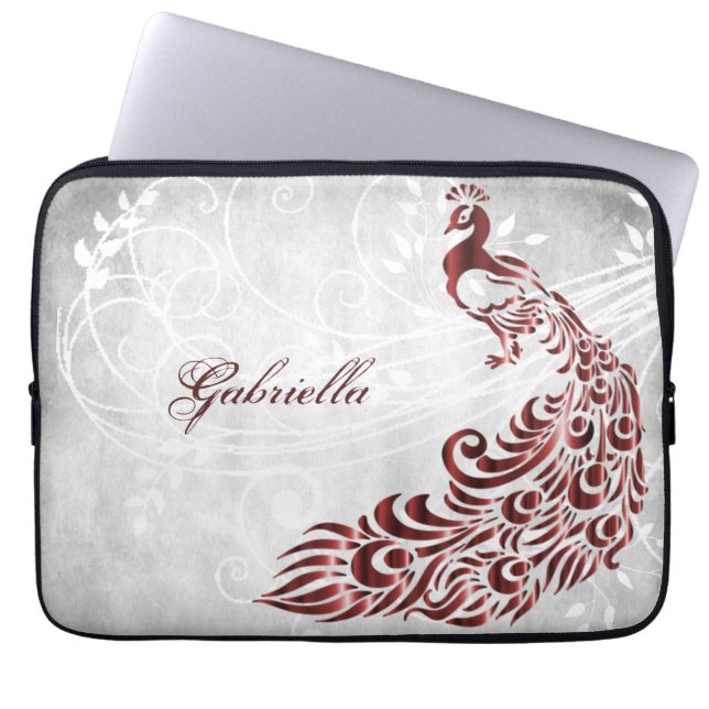 Capa Para Notebook Bolsa de laptop Personalizada Red Peacock (Frente)