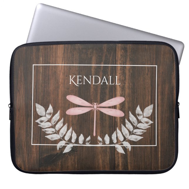 Capa Para Notebook Bolsa de laptop Personalizada Rustic Pink Dragonfl (Frente)