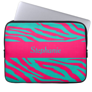 Capa Para Notebook Bolsa de laptop Personalizada Zebra Rosa e Teal