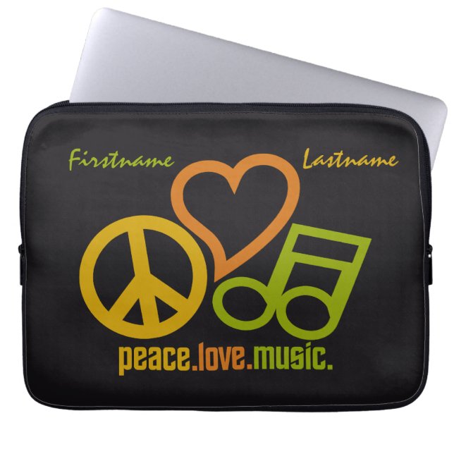 Capa Para Notebook Bolsa de laptop personalizadas de Música Peace Lov (Frente)