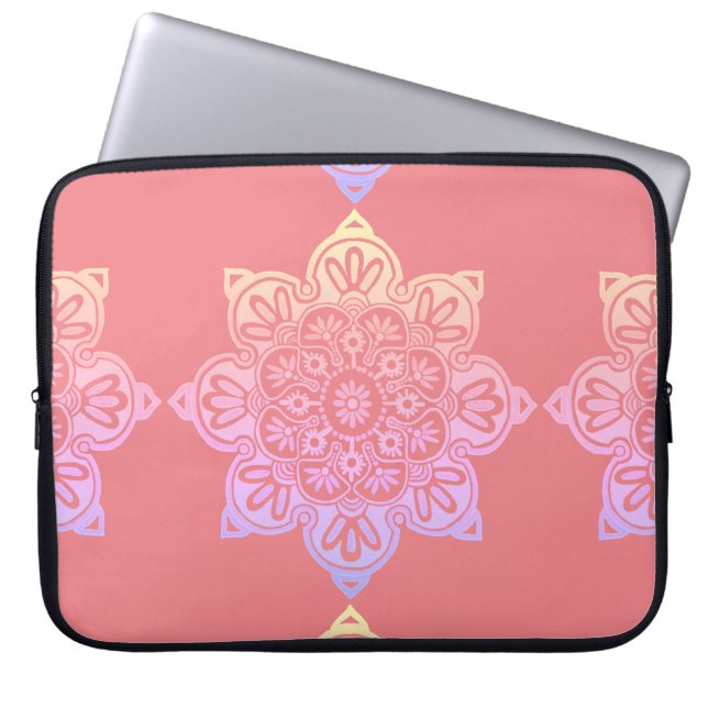 Capa Para Notebook Bolsa de laptop, pêssego com medalhão pastel (Frente)
