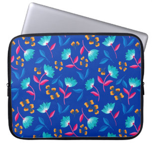 Capa Para Notebook Bolsa de laptop pintada Floral Azul Brilho