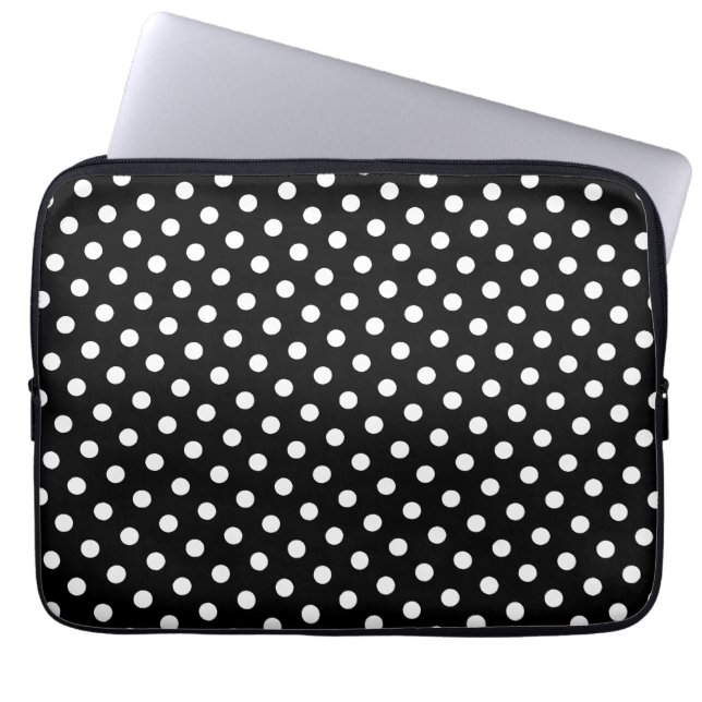 Capa Para Notebook Bolsa de laptop Preta e Bolinhas Branca (Frente)