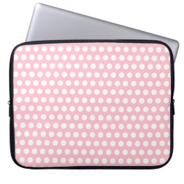 Capa Para Notebook Bolsa de laptop rosa chic com Bolinhas brancas