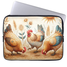 Capa Para Notebook Bolsa de laptop Rustic Barnyard Chickens Boho