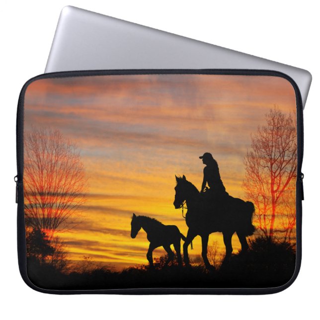 Capa Para Notebook Bolsa de laptop Sunset Horseback (Frente)