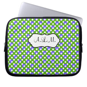 Capa Para Notebook Bolsa de laptop verde, azul, Bolinhas brancas