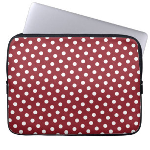 Capa Para Notebook Bolsa de laptop Vermelha e Bolinhas Branca