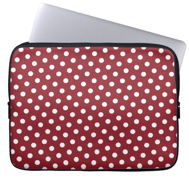 Capa Para Notebook Bolsa de laptop Vermelha e Bolinhas Branca (Frente)