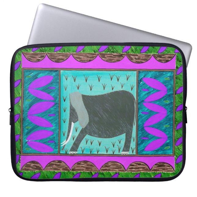 Capa Para Notebook Bolsa de laptop violeta de elefante queniano (Frente)