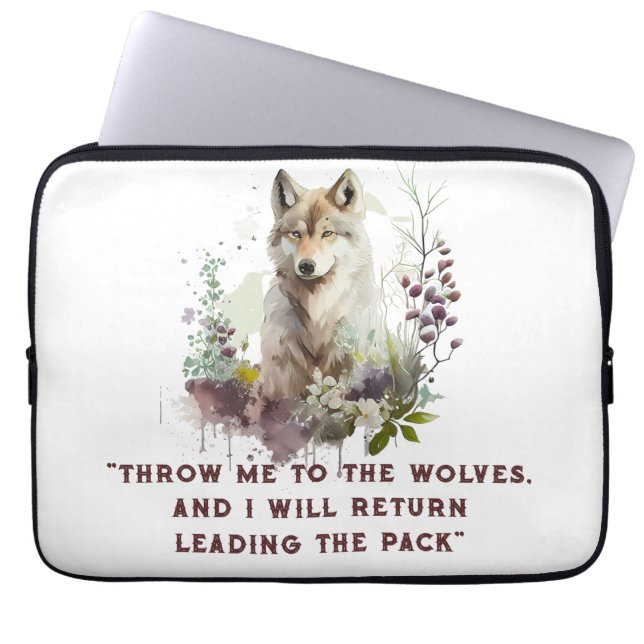 Capa Para Notebook Bolsa de laptop Wolf Quote (Frente)