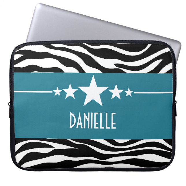 Capa Para Notebook Bolsa de laptop Zebra Estrela Azul (Frente)