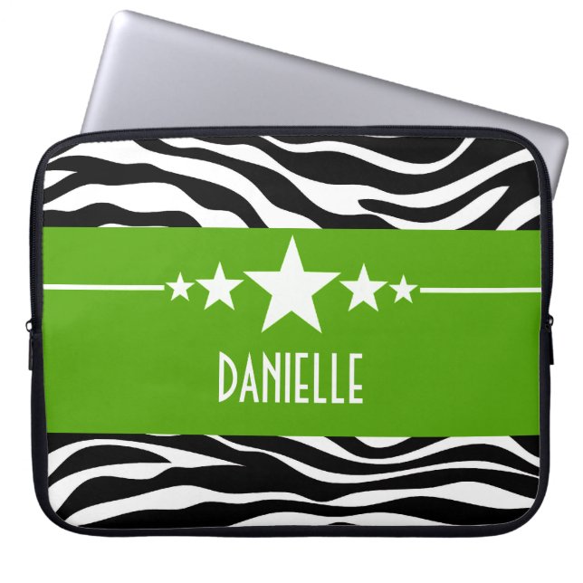 Capa Para Notebook Bolsa de laptop Zebra Estrela Verde (Frente)