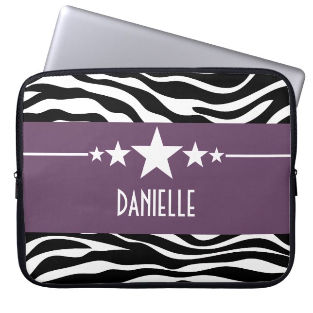 Capa Para Notebook Bolsa de laptop Zebra Purple Sassassy Star (Frente)