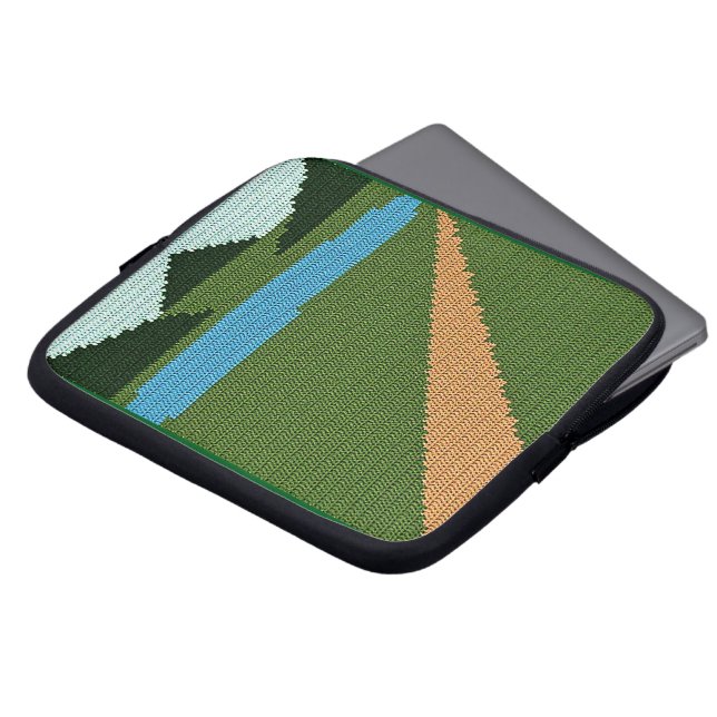 Capa Para Notebook Bolsa Eletrônica com Estampa Artesanal de Crochê E (Frente Topo)