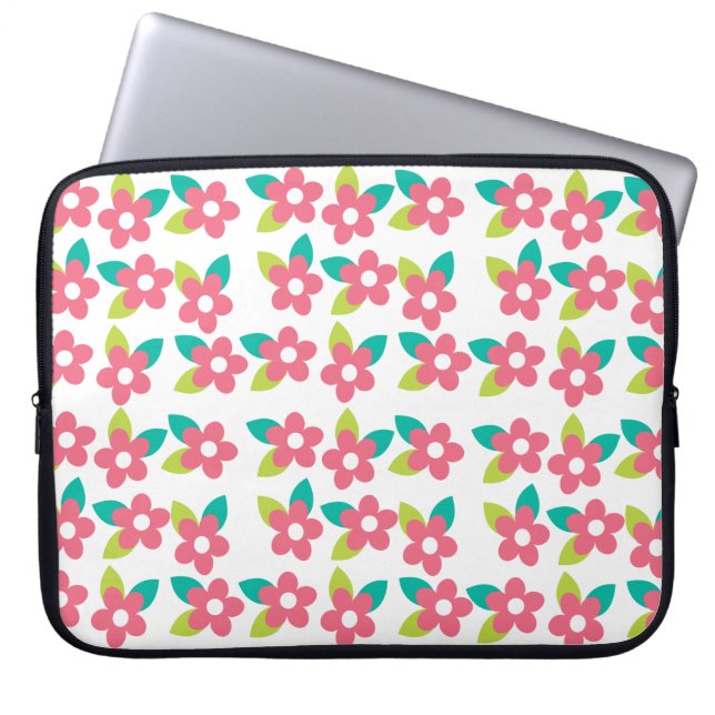 Capa Para Notebook Bolsa Eletrônica Flor Rosa (Frente)