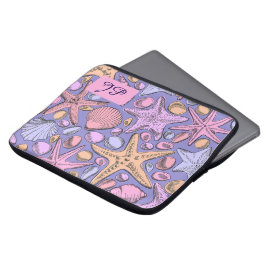 Capa Para Notebook Bolsa Inicial de Lavanda com Conchas para Laptop