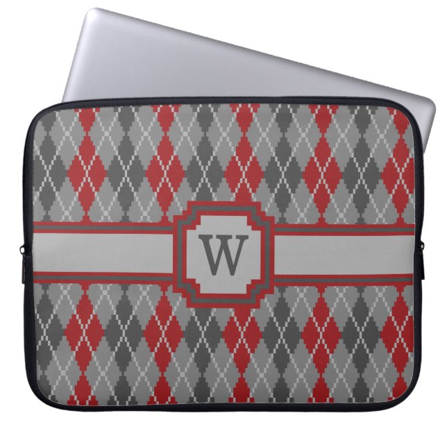 Capa Para Notebook Bolsa para Laptop Argyle Cinzas e Brasas (Frente)