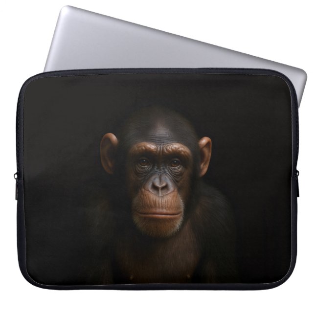 Capa Para Notebook Bolsa para Laptop Black 4 Luxe, Chimpanzé Sereno (Frente)