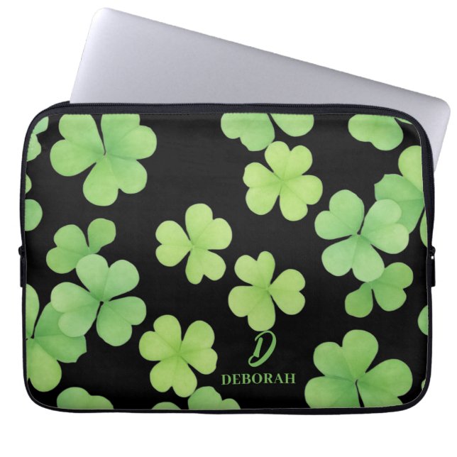 Capa Para Notebook Bolsa para Laptop com Monograma de Trevo (Frente)