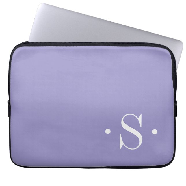 Capa Para Notebook Bolsa para Laptop com Monograma Roxo Lavanda Elega (Frente)
