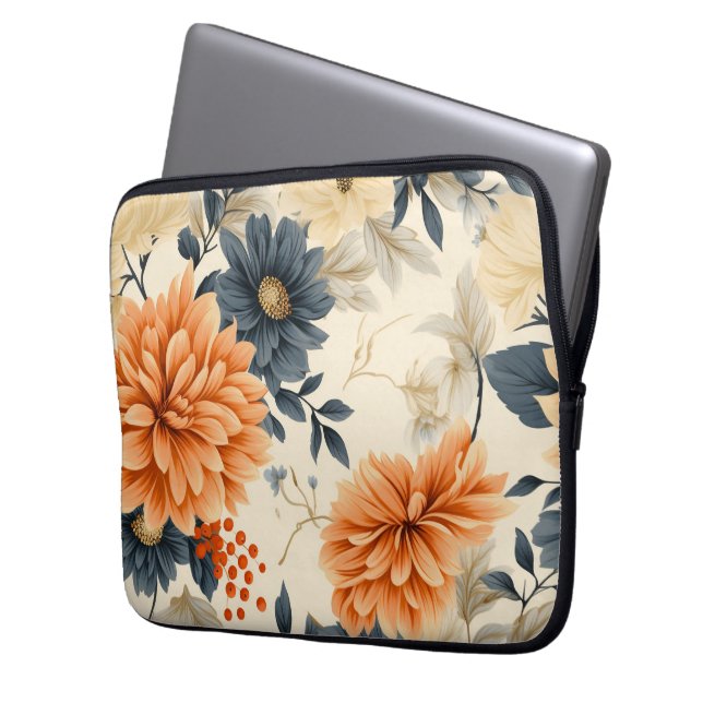 Capa Para Notebook Bolsa para laptop com um desenho floral (Frente Esquerda)