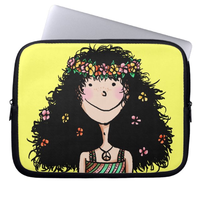 Capa Para Notebook Bolsa para Laptop com Zíper, Garota da Primavera (Frente)
