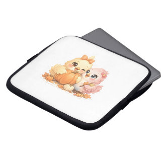 Capa Para Notebook Bolsa para Laptop de Abóbora com Pássaros Fofos e