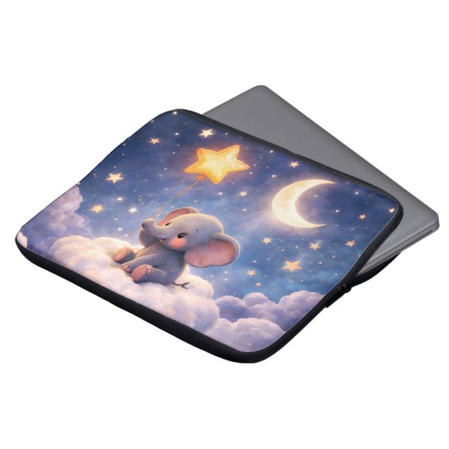 Capa Para Notebook Bolsa para laptop de neoprene elefante Sonhos doce (Frente Topo)