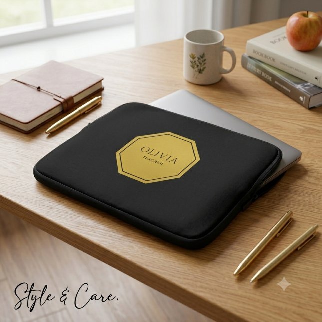Capa Para Notebook Bolsa para Laptop em Neoprene 13" com Nome e Títul (Custom Name & Title 13 Neoprene Laptop Sleeve)