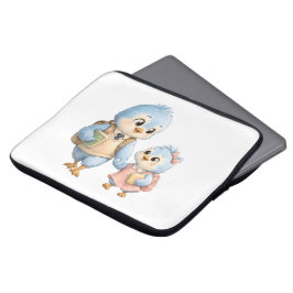 Capa Para Notebook Bolsa para Laptop Família de Pássaro Azul